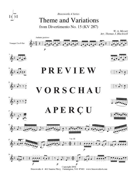 Produktgalerie: Seite 12 von 13 Thema u. Variationen, , (2xTrompete in B/C, Horn in F, Posaune)