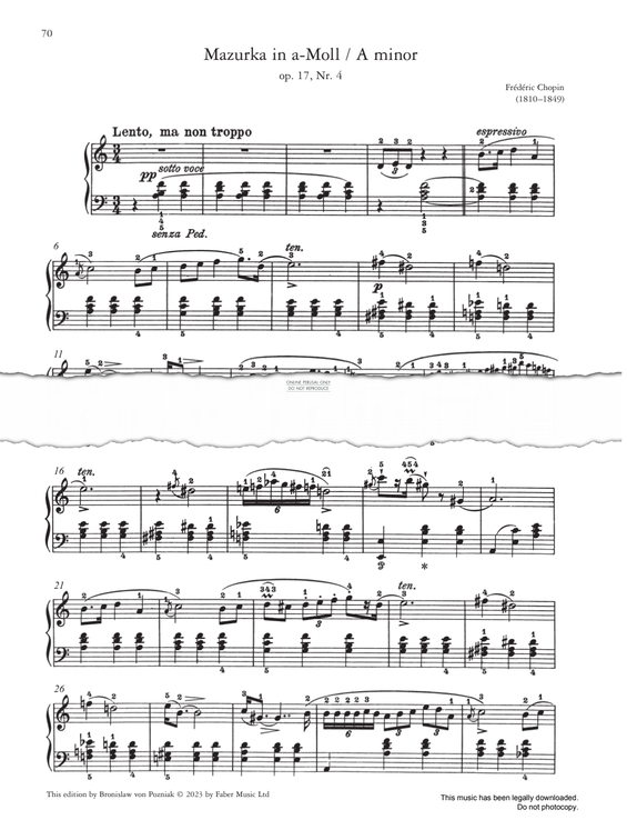 Produktgalerie: Seite 1 von 1 Mazurka in A minor, Op. 17, No. 4, Frederic Chopin, Klavier