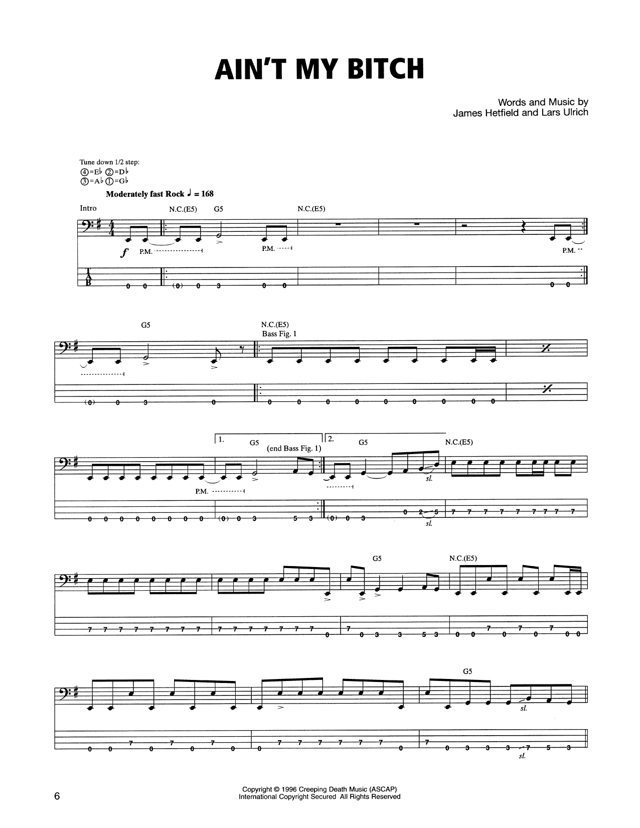 Produktgalerie: Seite 1 von 1 Ain't My Bitch, Metallica, E-Bass