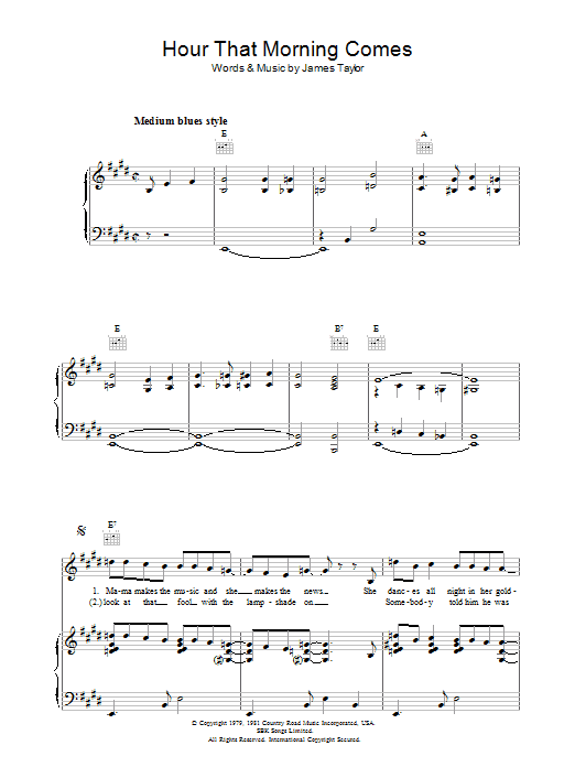Produktgalerie: Seite 1 von 1 Hour That Morning Comes, James Taylor, Gesang, Gitarre, Klavier