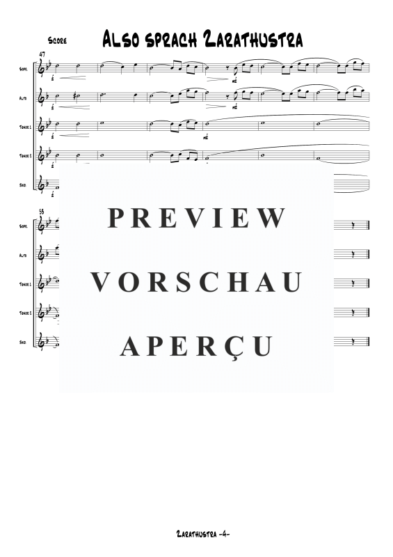 Product gallery: Page 6 of 11 Also sprach Zarathustra, , Saxophone Quintet