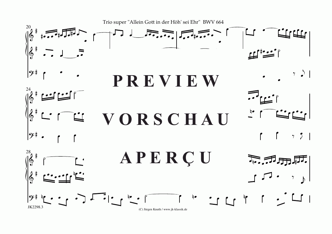 Produktgalerie: Seite 4 von 10 Trio super Allein Gott in der Höh´ sei Ehr BWV 664 G-Dur , , (Orgel Solo)