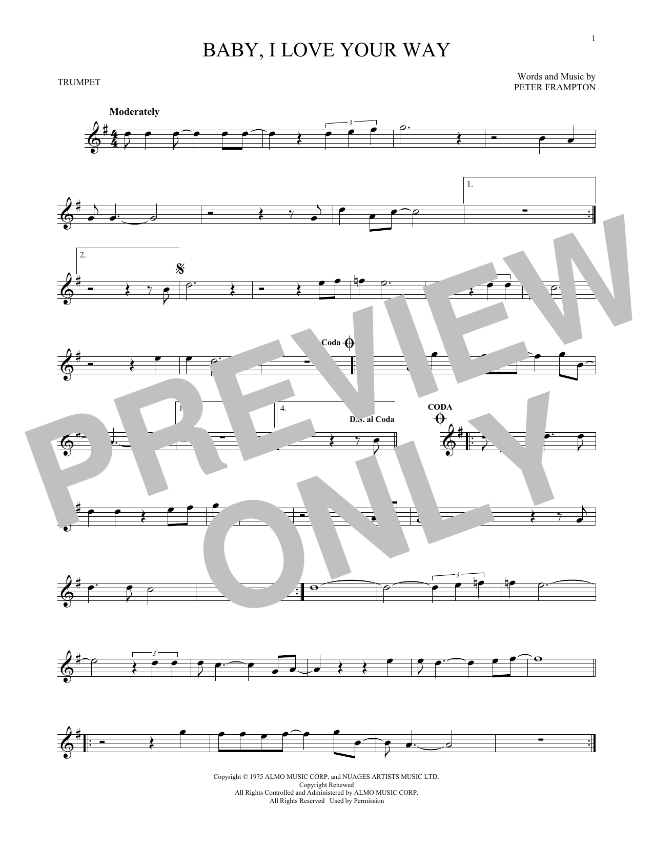 Produktgalerie: Seite 1 von 1 Baby, I Love Your Way, Peter Frampton, Trompete