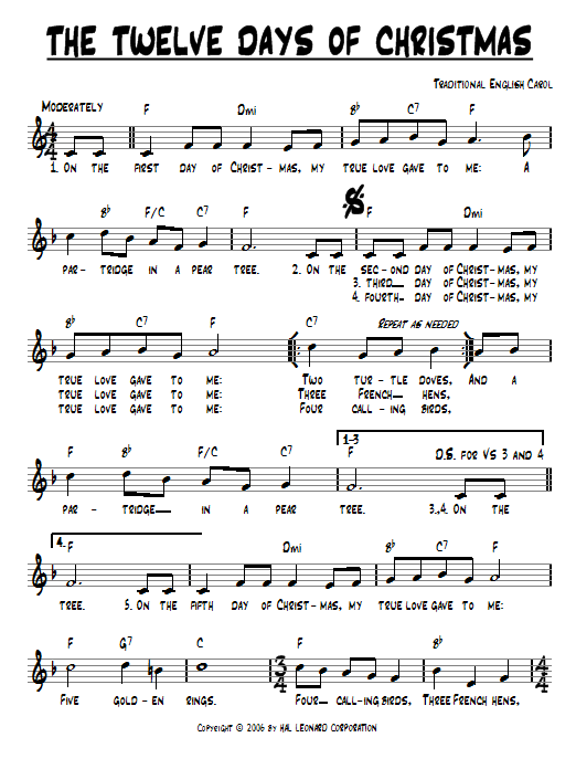 Product gallery: Page 1 of 1 The Twelve Days Of Christmas, Traditional English Carol