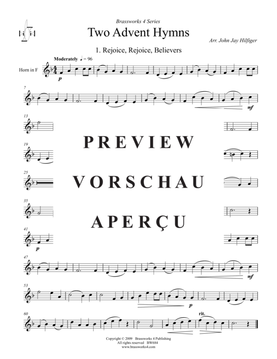 Produktgalerie: Seite 7 von 16 2 Advent Hymns , , (Blechbläserquintett)