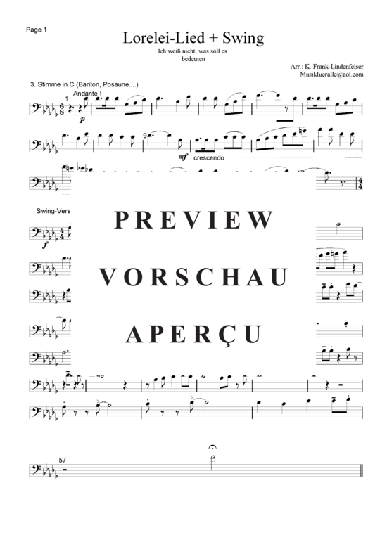 Produktgalerie: Seite 13 von 21 Lorelei-Lied + Swing , , (Blechbläser Quintett - Flexible Besetzung + Schlagzeug)