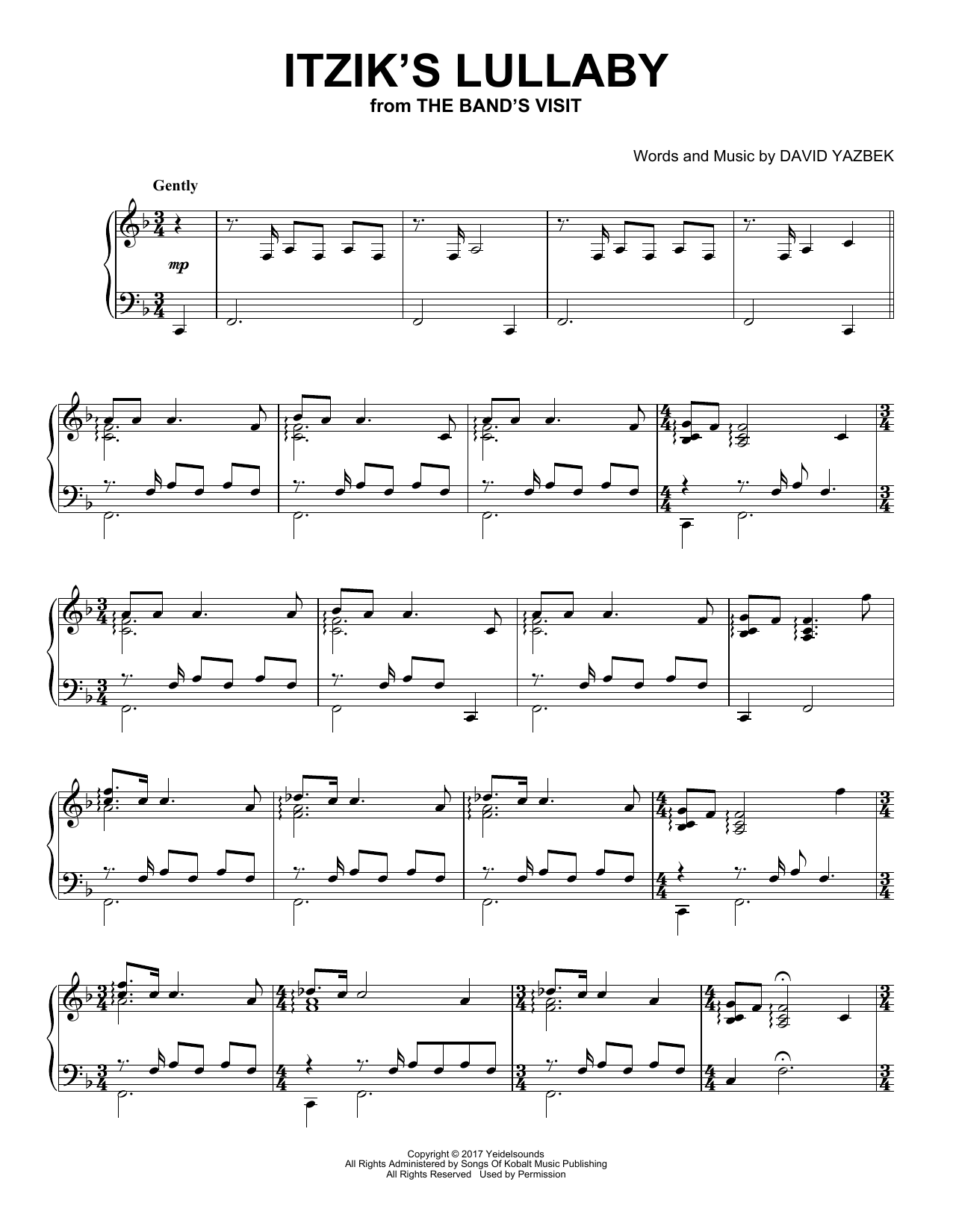 Produktbild zu: Itzik's Lullaby (from The Band's Visit) (Peaceful Piano Solo)