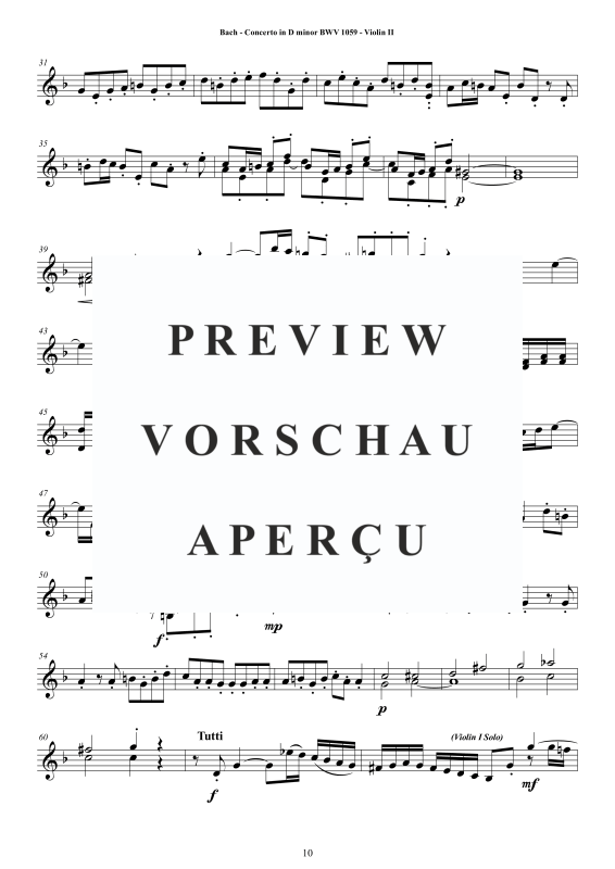 Product gallery: Page 11 of 11 Concerto in D-Moll BWV 1059, , String Quartet - Individual Parts
