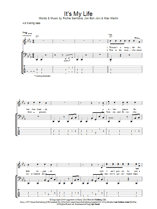 Produktgalerie: Seite 1 von 1 It's My Life, Bon Jovi, E-Bass