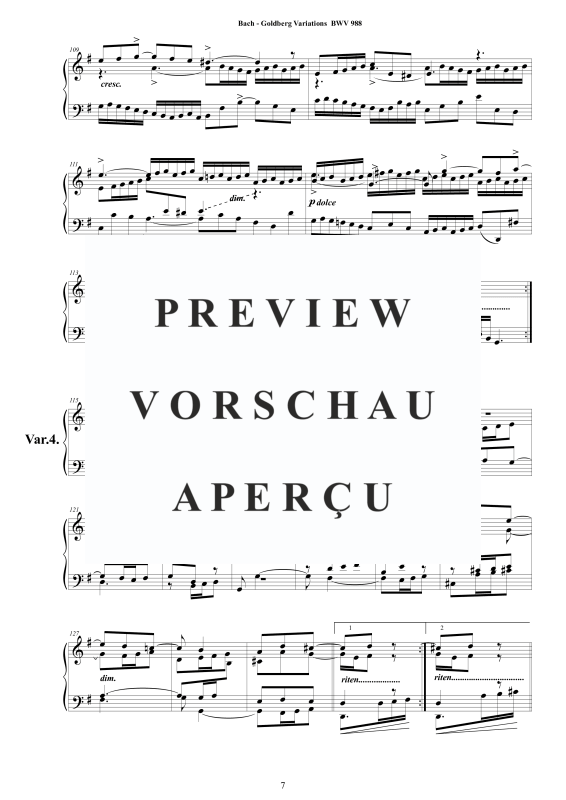 Produktgalerie: Seite 8 von 11 Goldberg Variationen BWV 988, , Klavier Solo