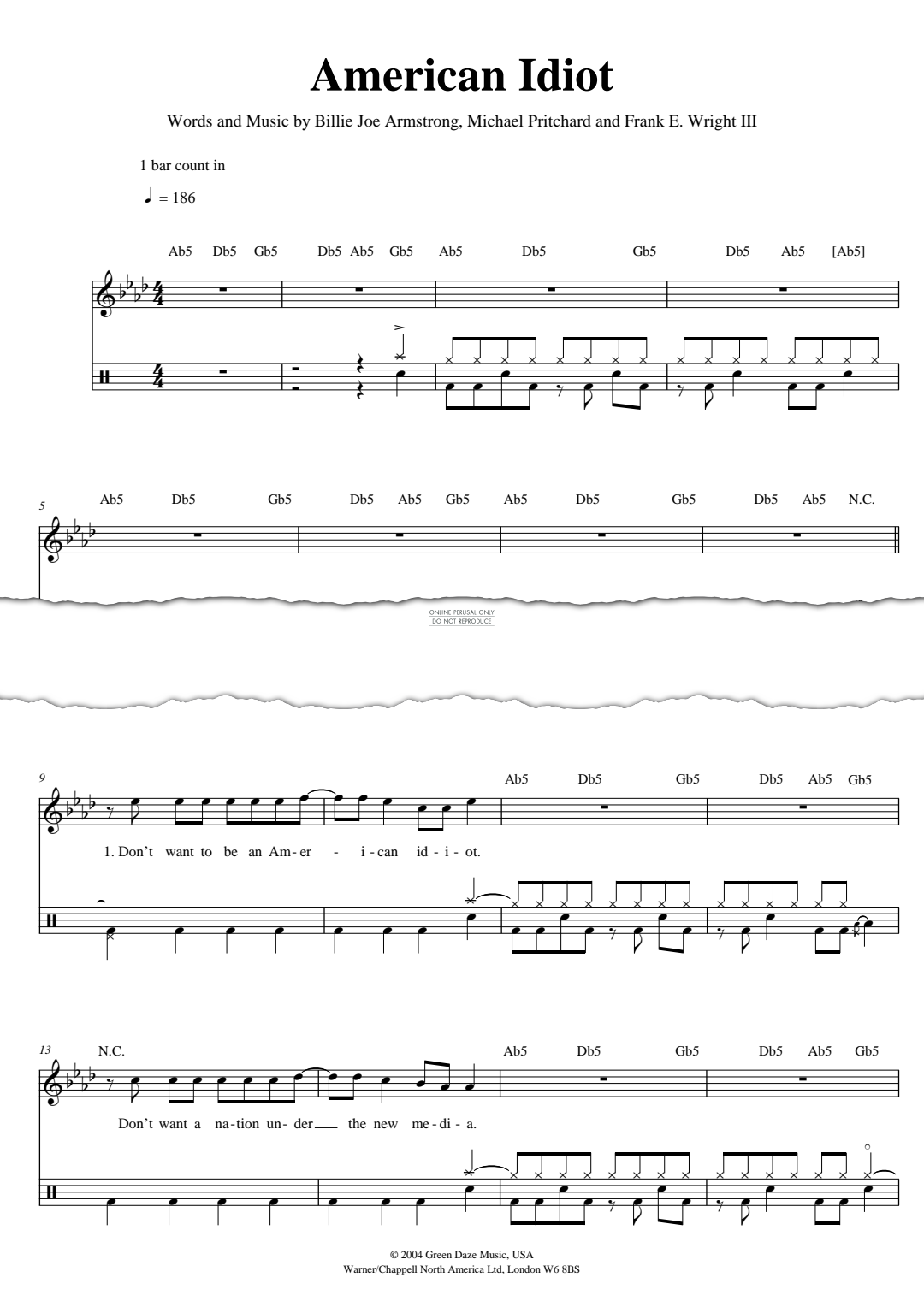 Product gallery: Page 1 of 1 American Idiot, Green Day