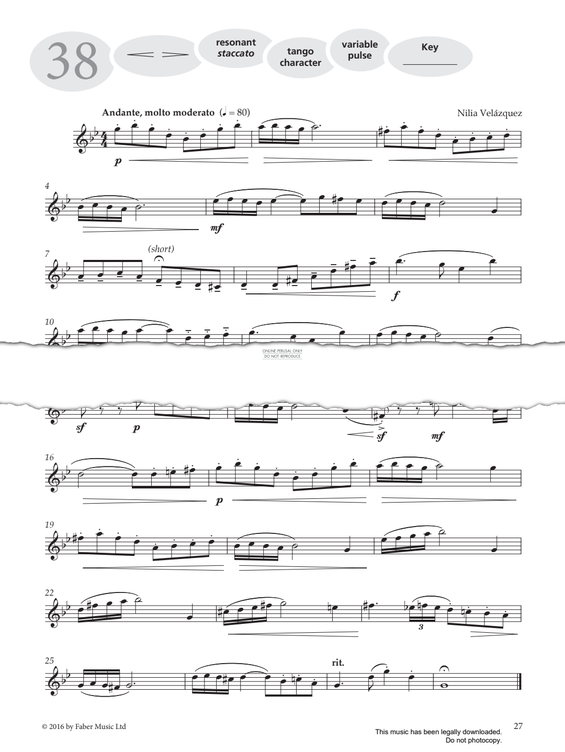 Product gallery: Page 1 of 1 Study No.38 'Andante, Molto Moderato' (from 'More Graded Studies For Saxophone Book One'), Nilia Velázquez