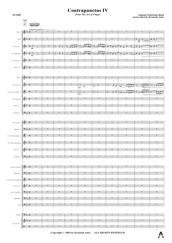 Produktbild zu: Contrapunctus 4 aus Kunst der Fuge J.S. Bach (nur Partitur !)