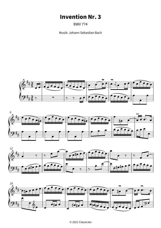 Produktbild zu: Invention Nr. 3 - BWV 774 Johann Sebastian Bach