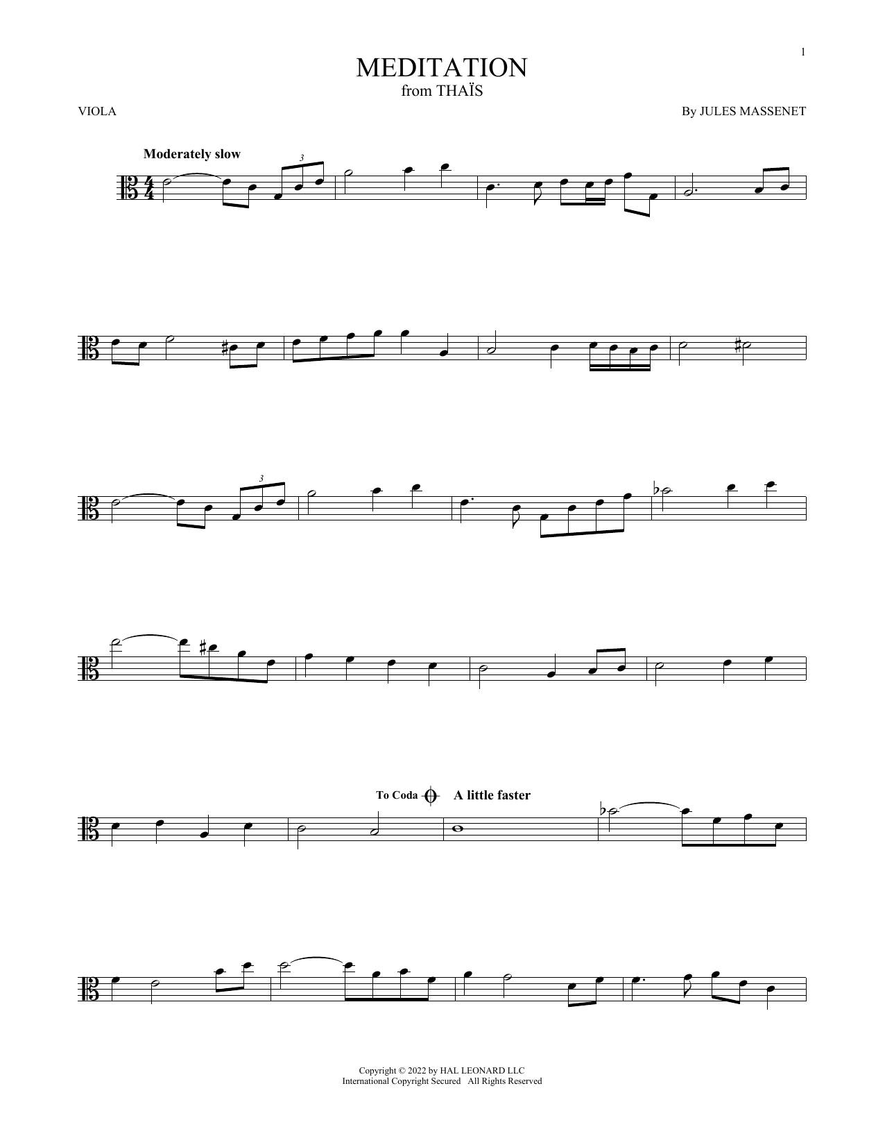 Product gallery: Page 1 of 1 Meditation, Jules Massenet