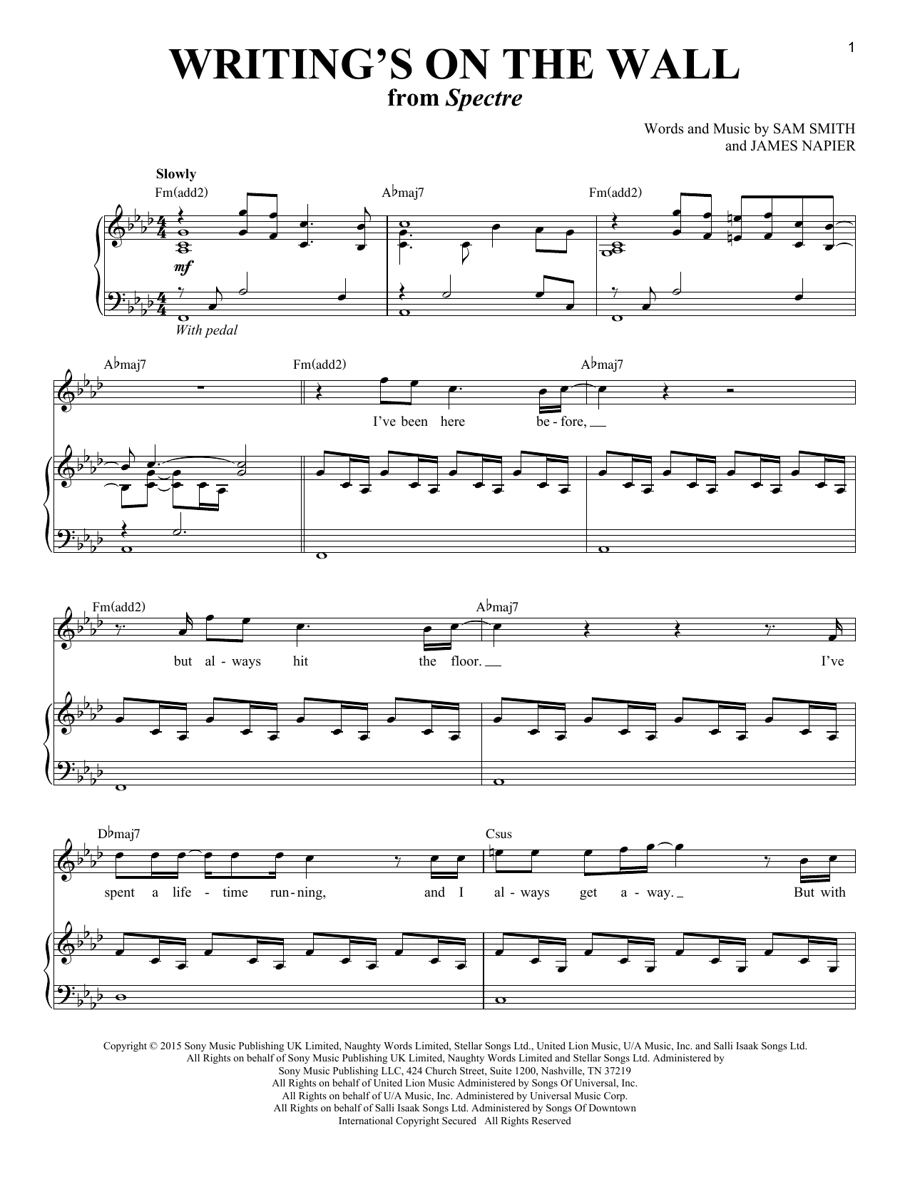 Produktbild zu: Writing's On The Wall (from James Bond: Spectre)