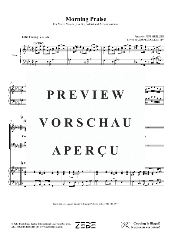Produktgalerie: Seite 7 von 11 Morning Praise (Come, O Lord, Be With Me Today), , Gemischter Chor SAB, Sopran Solo und Klavier
