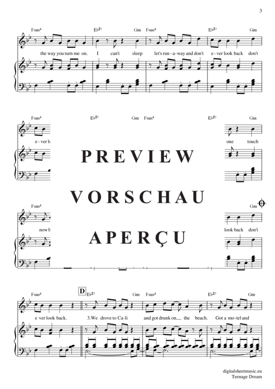 Produktgalerie: Seite 4 von 7 Teenage Dream , Perry, Katy, Klavier und Gesang