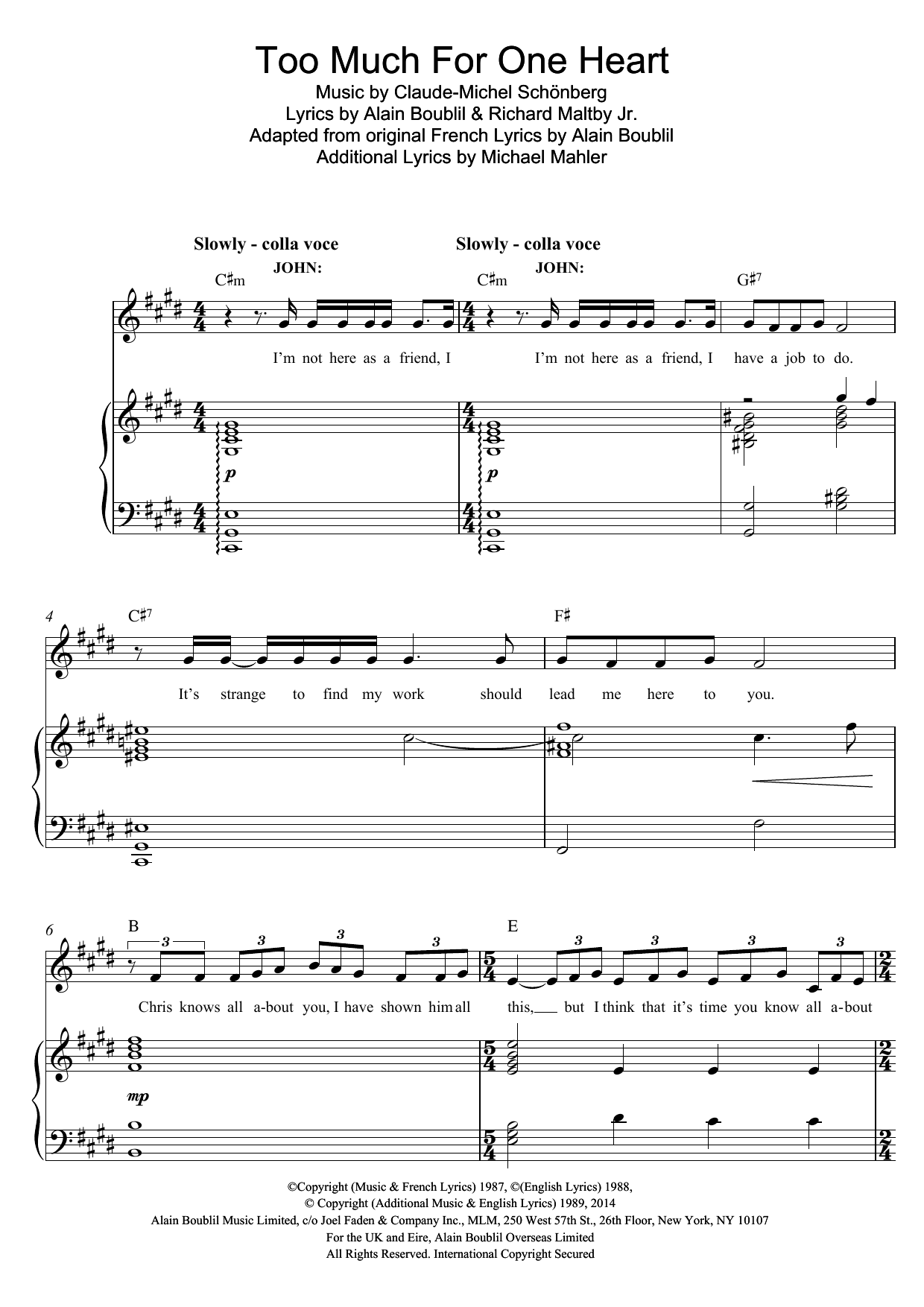 Produktbild zu: Too Much For One Heart (from Miss Saigon)