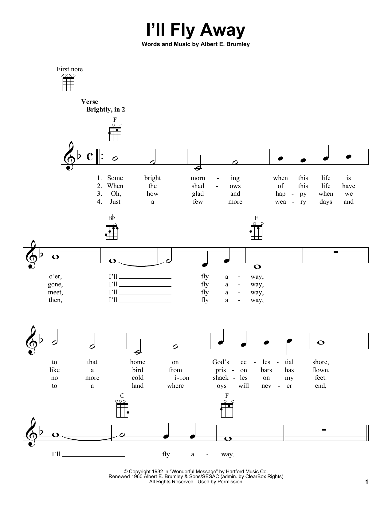 Product gallery: Page 1 of 1 I'll Fly Away, Albert E. Brumley