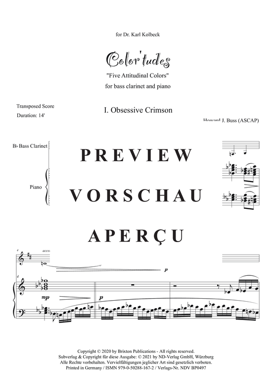 Product gallery: Page 4 of 44 Color´tudes - Five Attitudinal Colors , , (bass clarinet + piano)