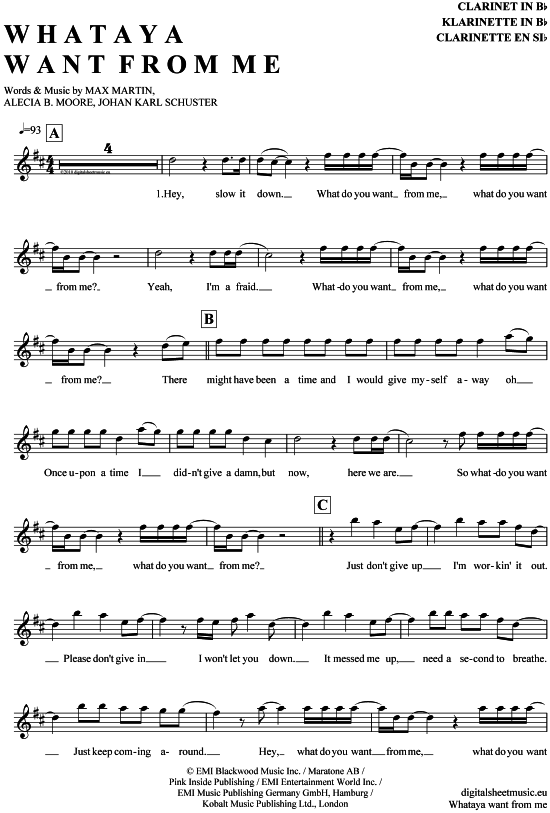 Product gallery: Page 1 of 4 Whataya want from me , Lambert, Adam, Clarinet in B-flat