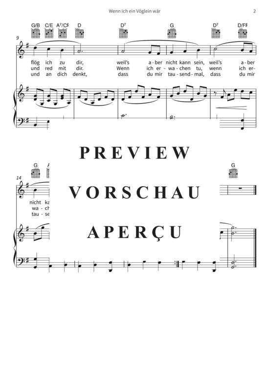Product gallery: Page 5 of 5 Wenn ich ein Vöglein wär , , (vocals + piano, guitar)