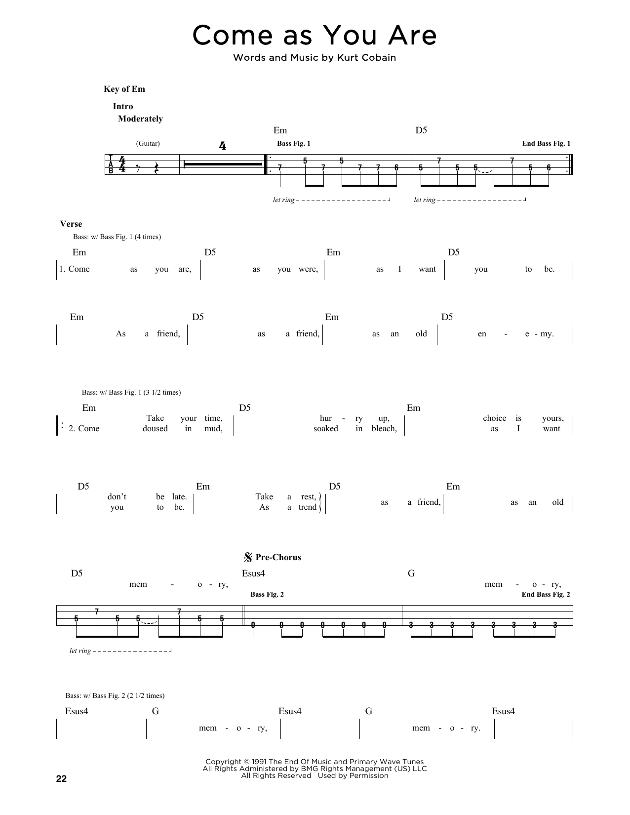 Produktgalerie: Seite 1 von 1 Come As You Are, Nirvana, E-Bass, Gitarre