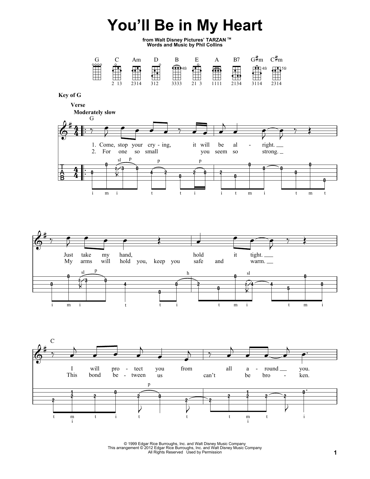 Produktgalerie: Seite 1 von 1 You'll Be In My Heart (from Tarzan), Phil Collins, Banjo