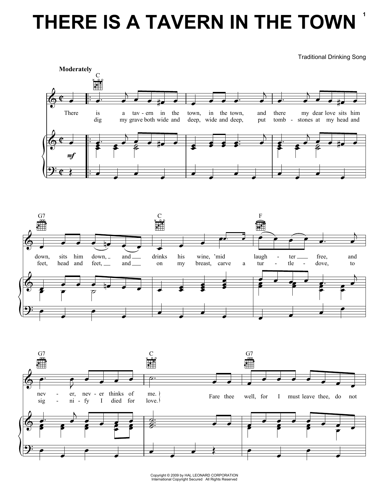 Produktgalerie: Seite 1 von 1 There Is A Tavern In The Town, Traditional Drinking Song, Gesang, Gitarre, Klavier