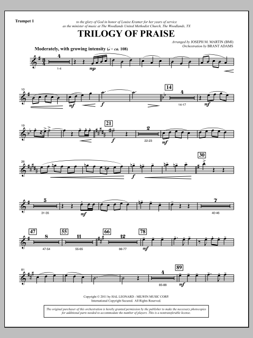Produktbild zu: Trilogy Of Praise - Bb Trumpet 1