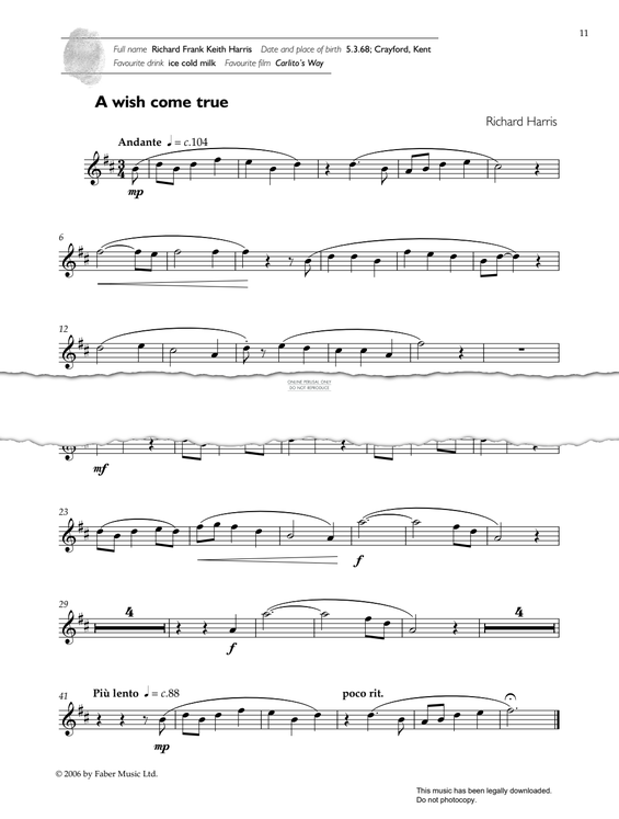 A Wish Come True sheet music by Richard Harris fbd41342