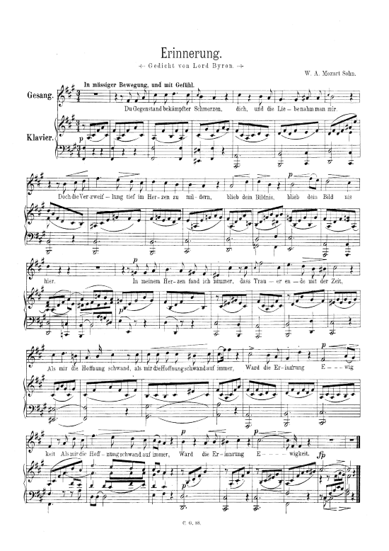 Produktbild zu: Erinnerung Wolfgang Amadeus Mozart