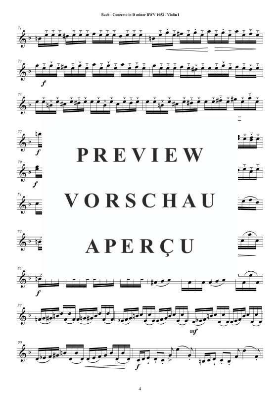 Product gallery: Page 5 of 11 Concerto in D-Moll BWV 1052, , String Quartet - Individual Parts