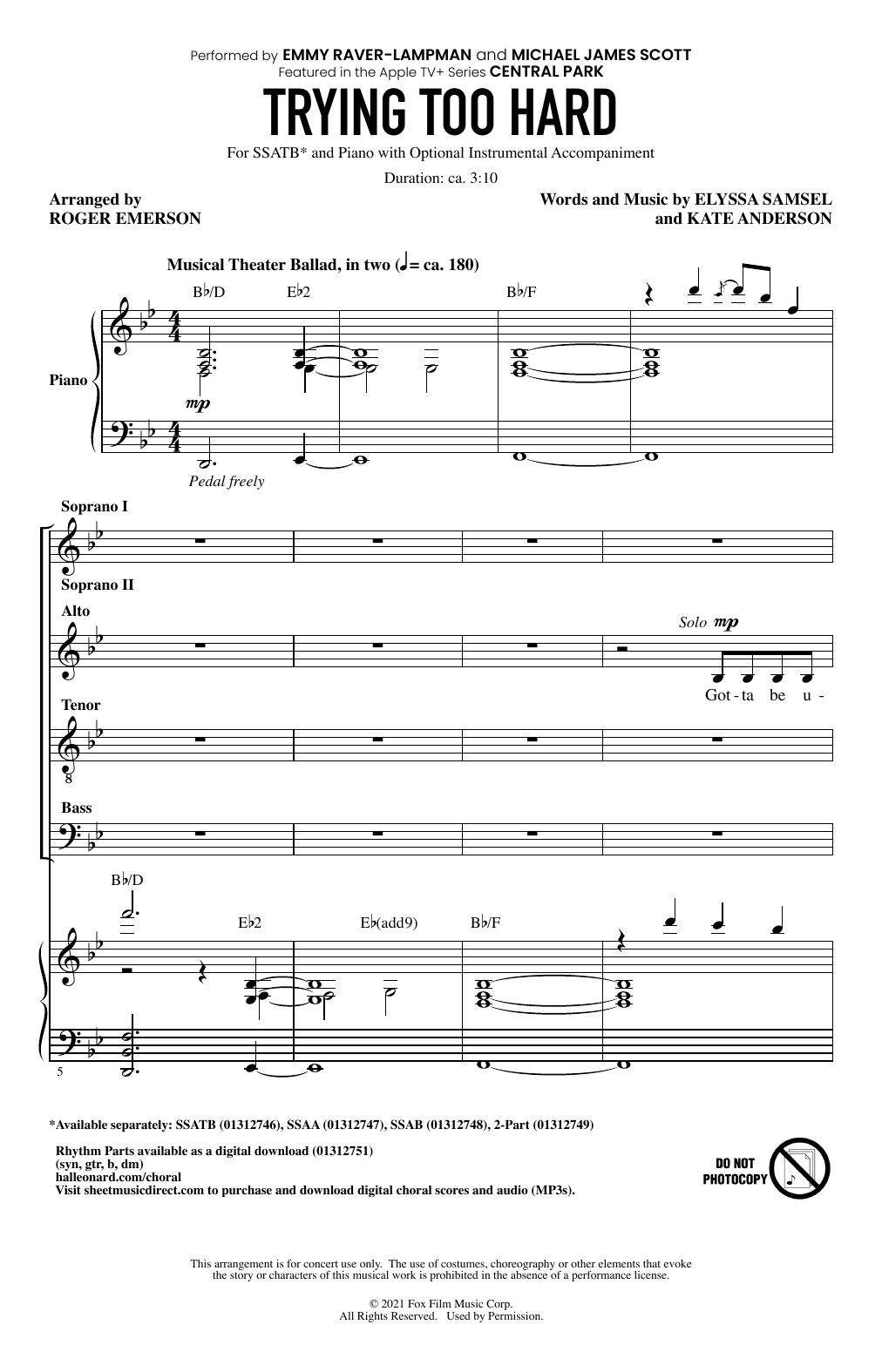 Produktbild zu: Trying Too Hard (from Central Park) (arr. Roger Emerson)