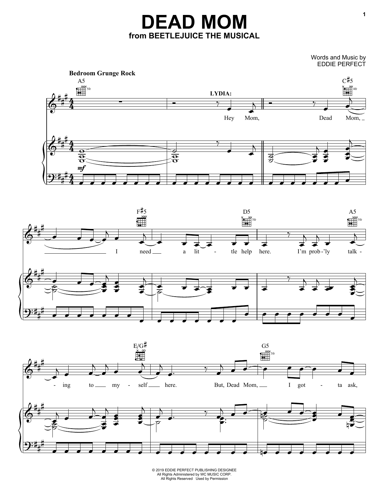 Produktgalerie: Seite 1 von 1 Dead Mom (from Beetlejuice The Musical), Eddie Perfect, Gesang, Gitarre, Klavier