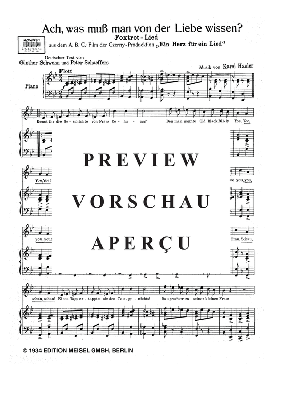 Produktgalerie: Seite 4 von 4 Ach, was muss man von der Liebe wissen?, 	, Klavier und Gesang