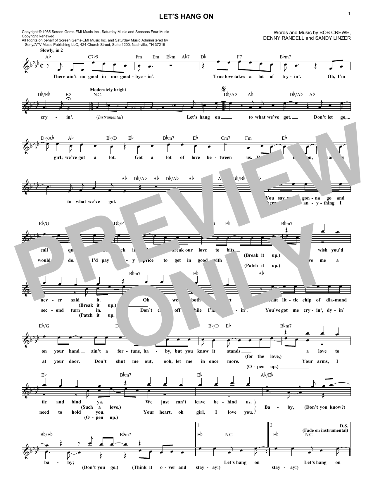 Produktgalerie: Seite 1 von 1 Let's Hang On, The 4 Seasons, Melodieinstrument