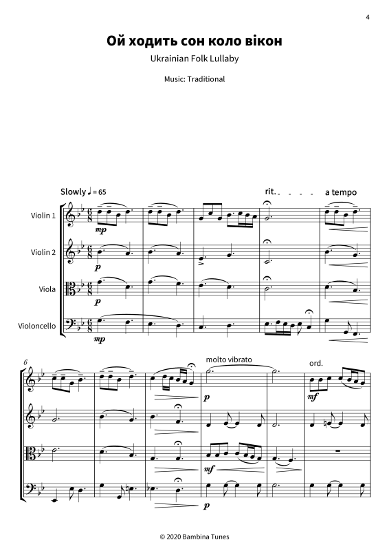 gallery: Three International Lullabies, , String quartet