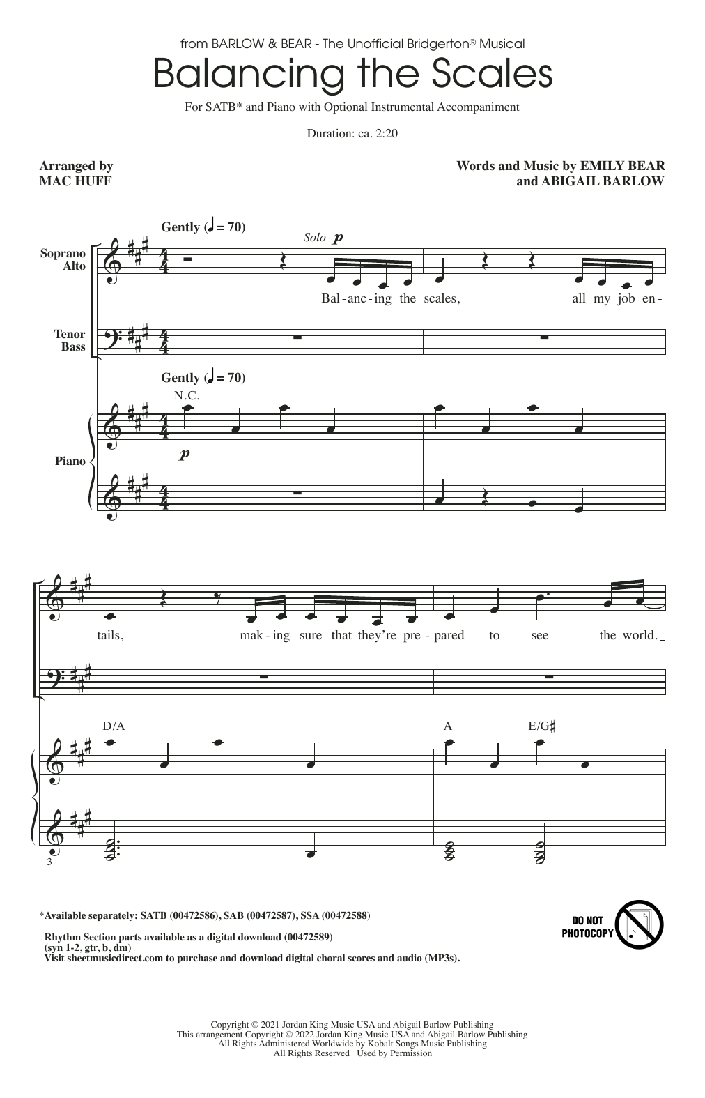 Produktbild zu: Balancing The Scales (from The Unofficial Bridgerton Musical) (arr. Mac Huff)