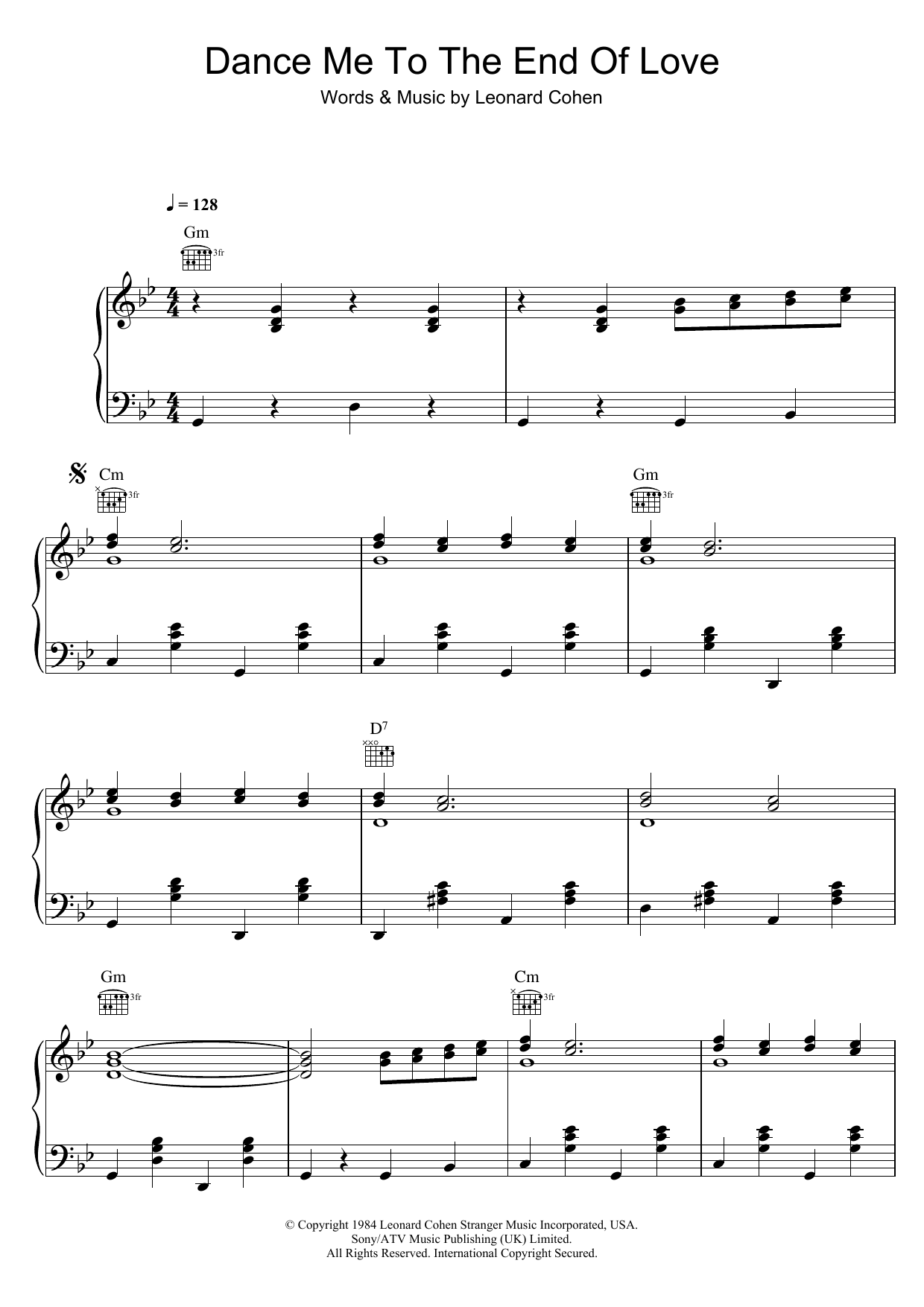 Produktgalerie: Seite 1 von 1 Dance Me To The End Of Love, Leonard Cohen, Gesang, Gitarre, Klavier