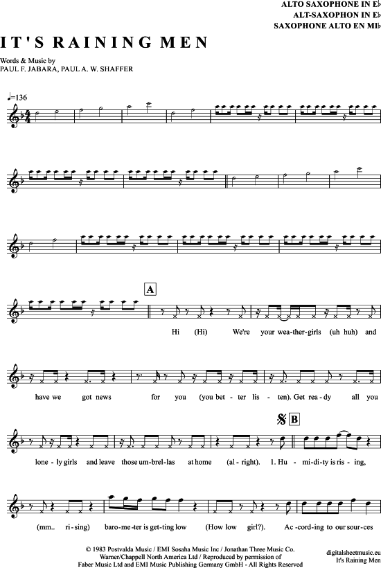 Product gallery: Page 1 of 4 It´s raining men , Weather Girls, Alto Saxophone