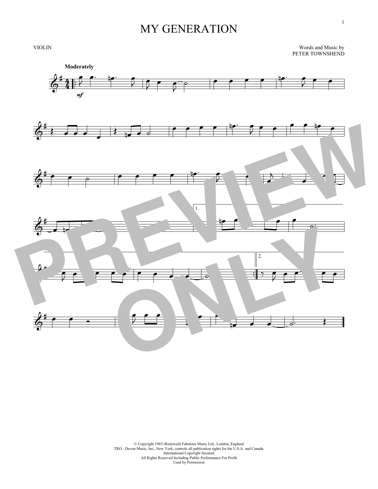 Product gallery: Page 1 of 1 My Generation, The Who