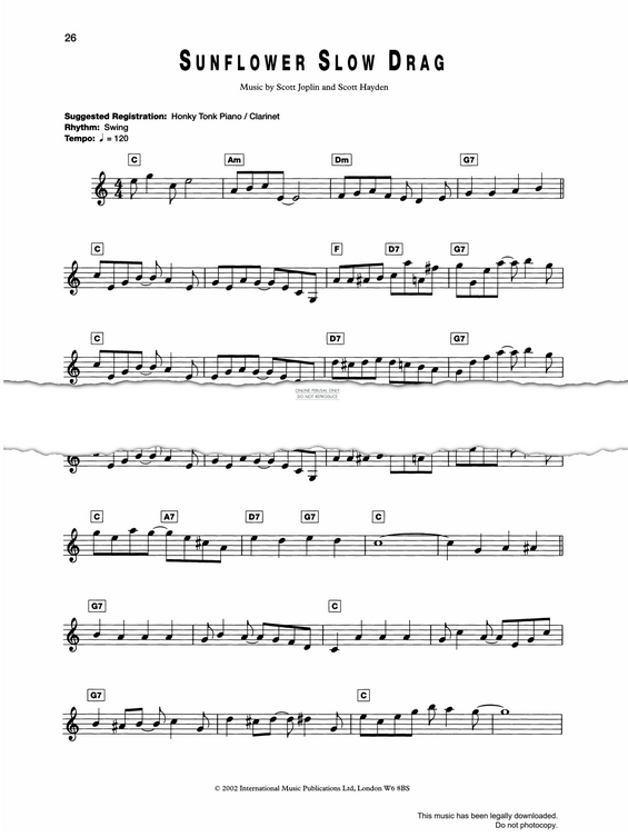 Produktgalerie: Seite 1 von 1 Sunflower Slow Drag, Scott Joplin, Gitarre, Keyboard