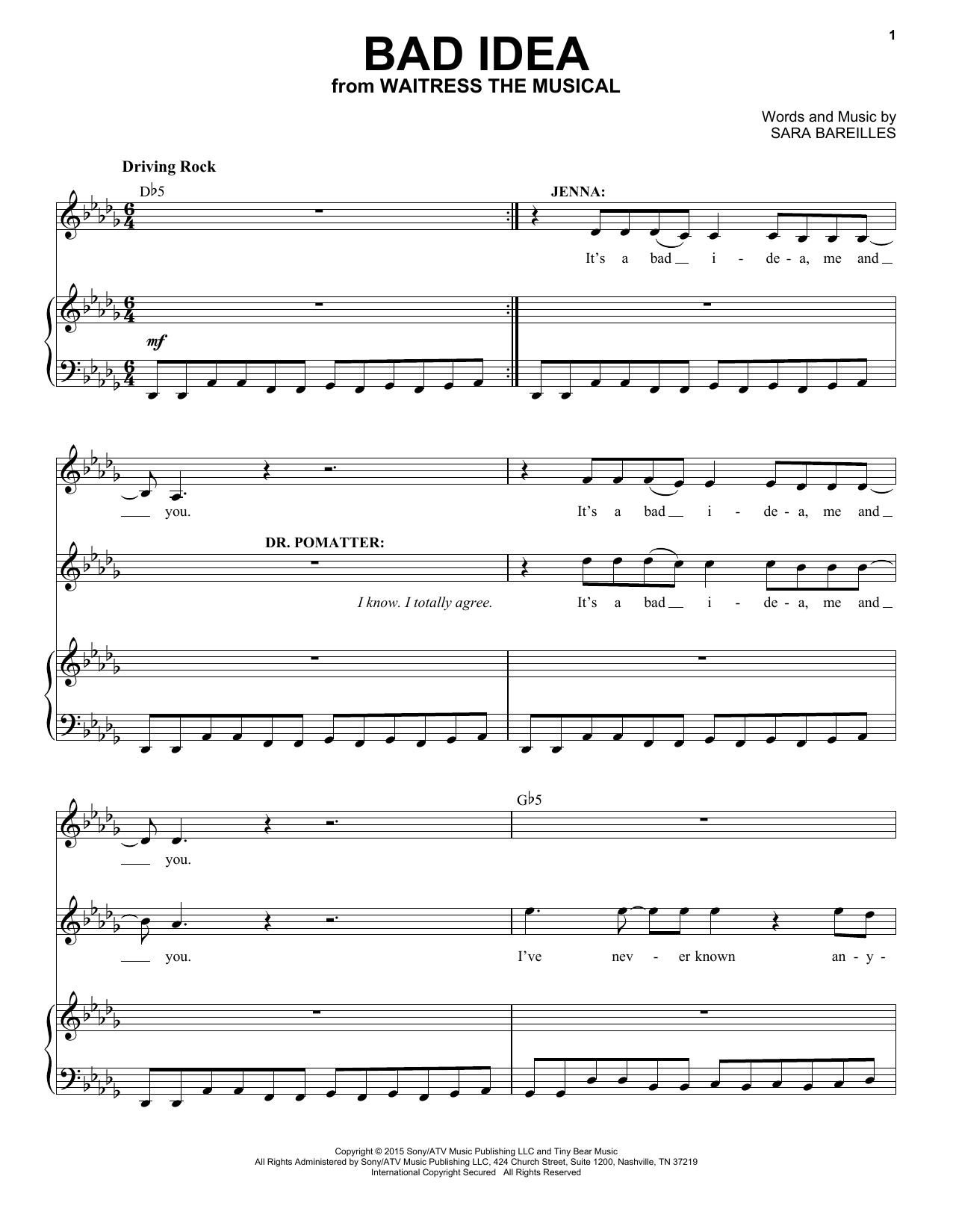 Produktbild zu: Bad Idea (from Waitress The Musical)