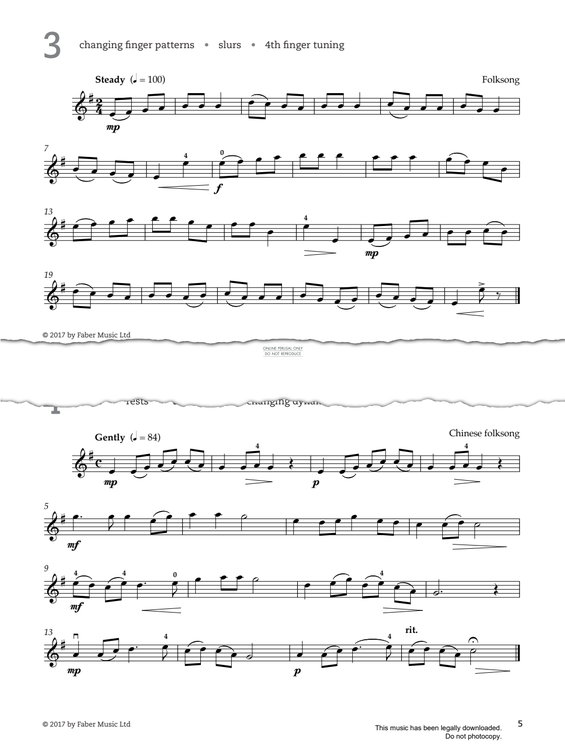 Produktgalerie: Seite 1 von 1 Study No.4 Gently (from '80 Graded Studies For Violin Book One'), Chinese Folk Song, Violine