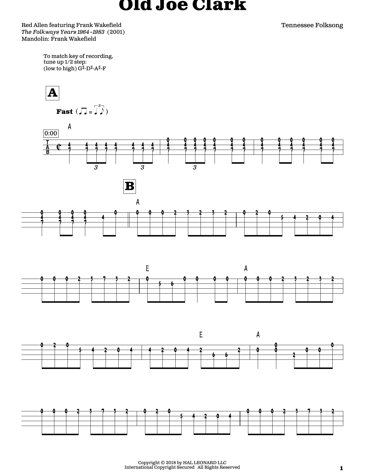 Produktgalerie: Seite 1 von 1 Old Joe Clark (arr. Fred Sokolow), Tennessee Folksong