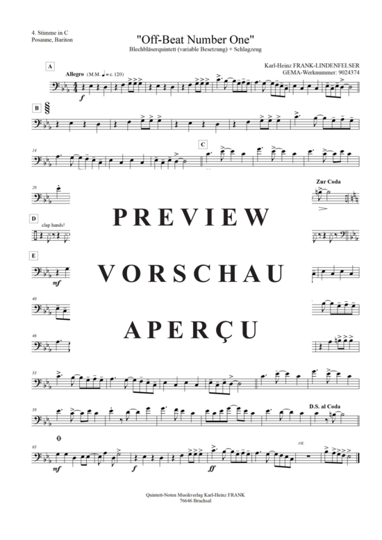 Produktgalerie: Seite 17 von 21 Off-Beat Number One , , (Quintett, variable Besetzung)