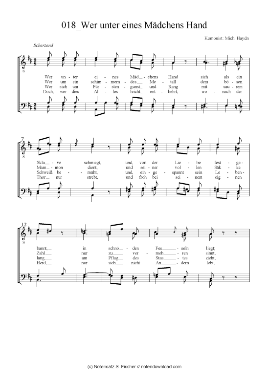 Product picture to: Wer unter eines Mädchens Hand Michael Haydn