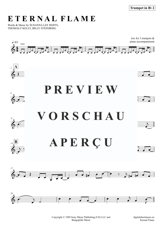 Produktgalerie: Seite 10 von 11 Eternal Flame, The Bangles, (Trompeten Trio + Klavier)